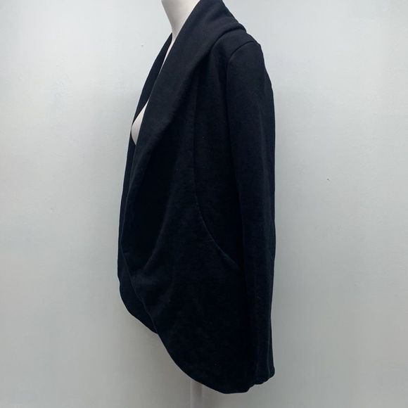 Standard James Perse French Terry Cocoon Open Front Knit Sweater Cardigan Black - Picture 6 of 9